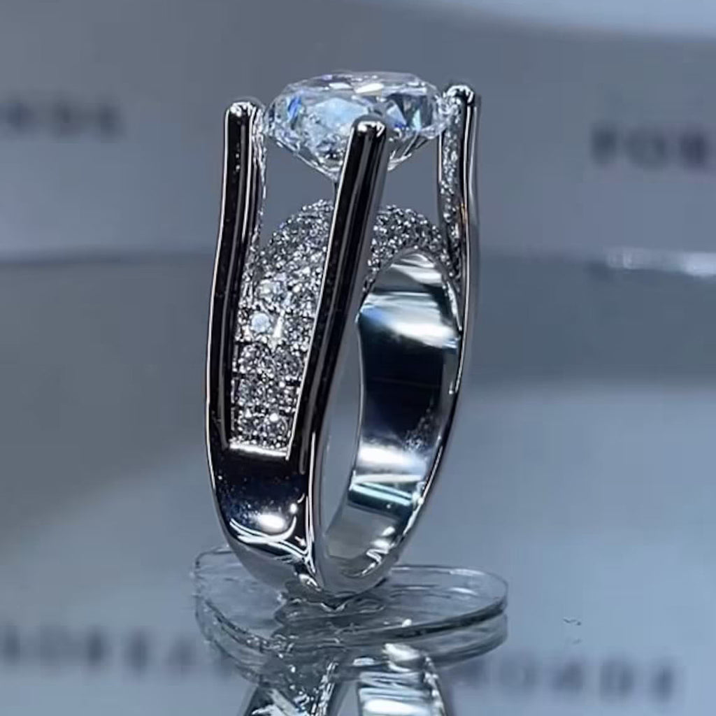 Diamond Solitaire Cubic Zirconia Silver Anti Tarnish Ring Women Bulk