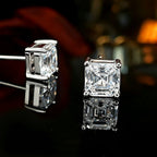 Designer Silver Emerald Cut CZ Anti Tarnish Copper Stud Earrings Bulk