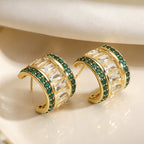 Designer Chunky Huggie Hoop Gold Plated CZ Crystal Copper Earrings Bulk