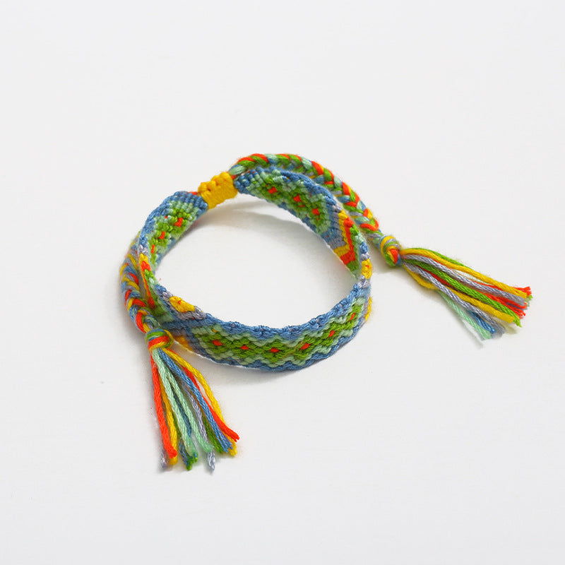 Bohemian Rainbow Braided Threads Adjustable Bracelet For Women Bulk