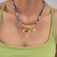 Multicolor Enamel & Faux Pearl Tribal Charm Gold Plated Necklace Bulk