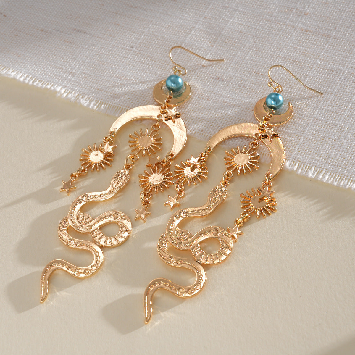Elegant Celestial Moon & Star Gold Plated Alloy Earrings For Women Bulk