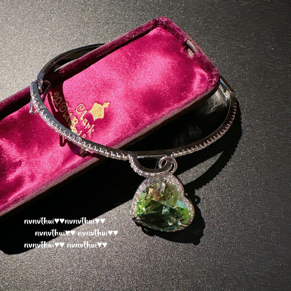 Wholesale Green Heart Silver Plated CZ Alloy Cuff & Kada For Women Main image