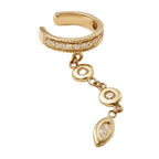 Elegant Dangling Gold CZ Stainless Steel Single Ear Cuff Earrings Bulk