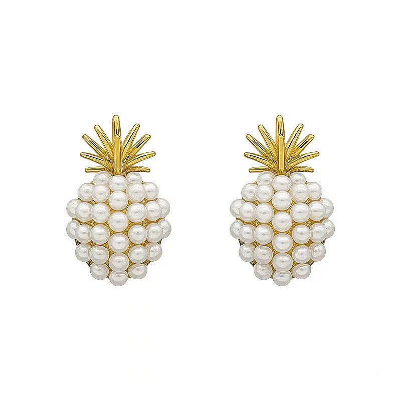 Pearl Pineapple 18K Gold Anti Tarnish Stud Earring For Women Bulk