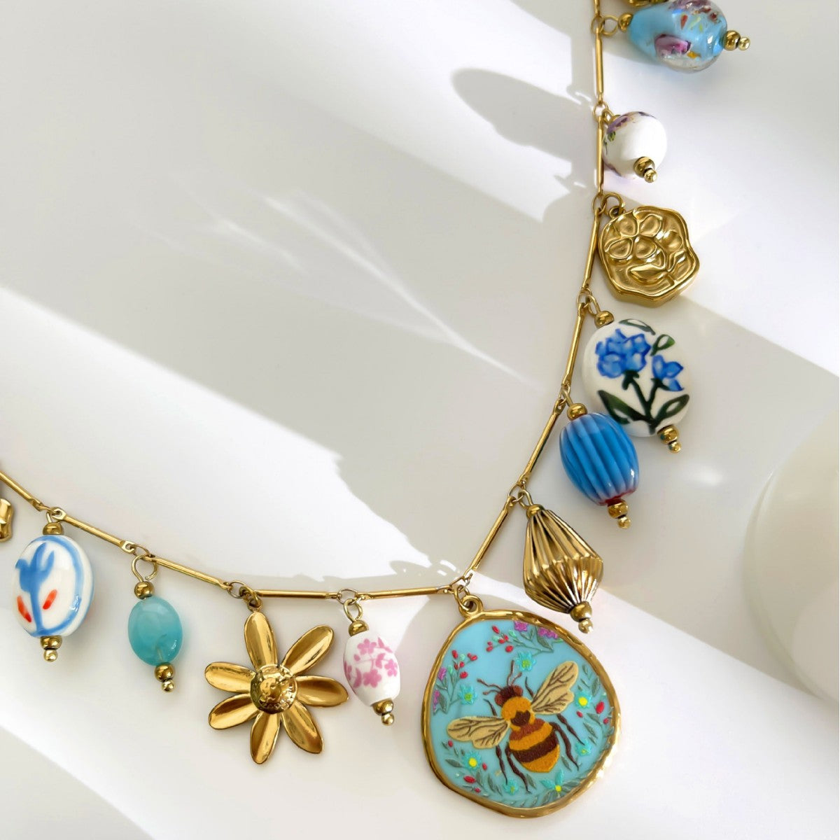 Luxury Multi Color Turquoise Gold Plated Beads Copper Necklace Bulk