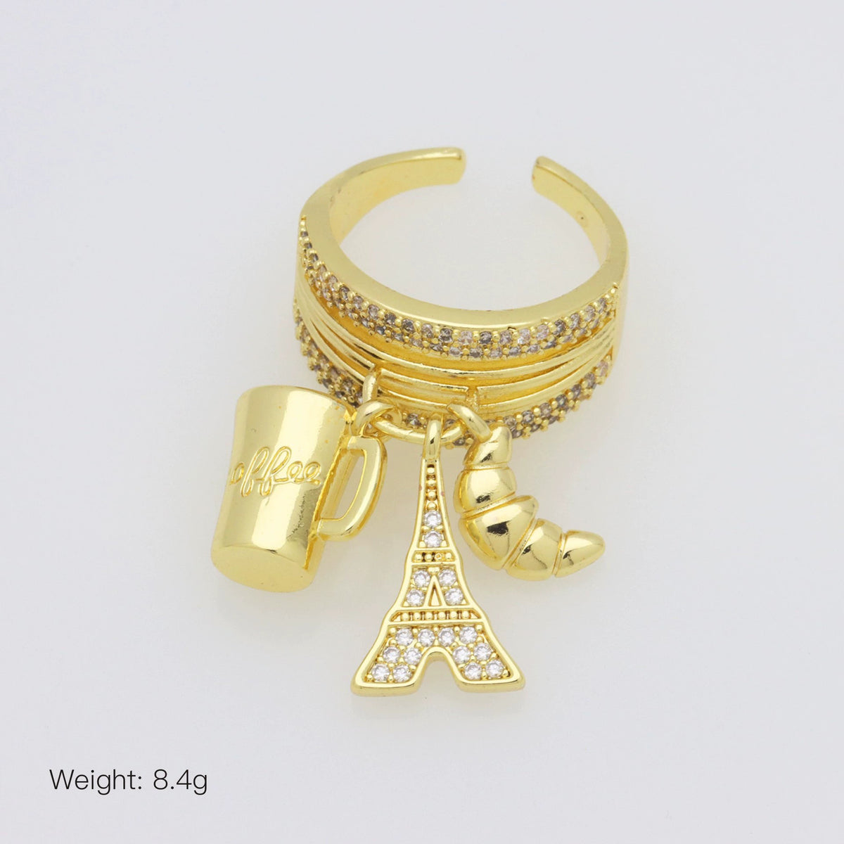 Multi Color Stackable Charms Gold Enamel Copper Cocktail Ring Wholesale