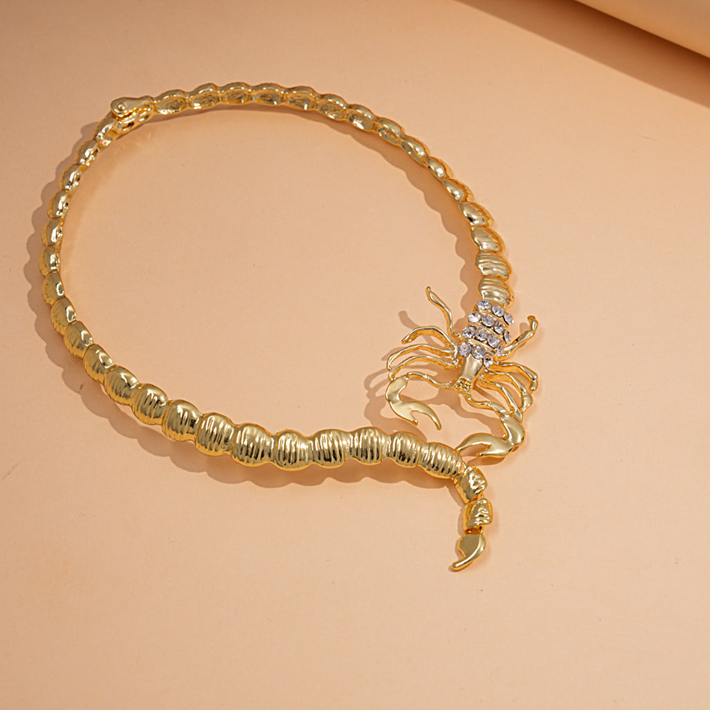White Designer Scorpion Gold Plated Rhinestone Necklace For Women Bulk