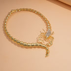 White Designer Scorpion Gold Plated Rhinestone Necklace For Women Bulk
