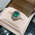 Cushion Drop Green Solitaire Silver Anti Tarnish Free Size Ring Bulk