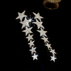 Star CZ Silver White Anti Tarnish Dangler Tassel Earring Bulk