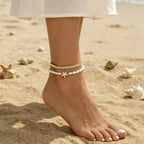 White Gold Starfish Pearl Anklets For Women Bulk