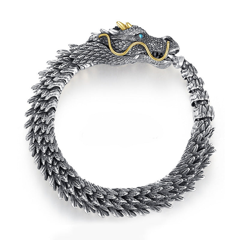 Dragon Bone Cubic Zirconia Silver Anti Tarnish Bracelet Women Men Bulk