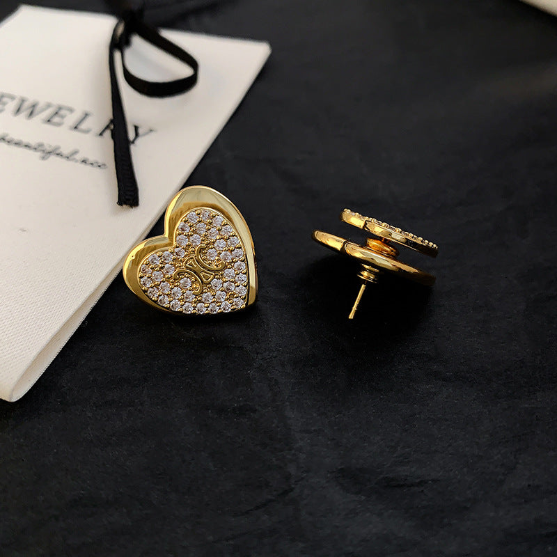 Heart 18K Gold Silver CZ Anti Tarnish Stud Earring Pair Bulk