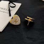 Heart 18K Gold Silver CZ Anti Tarnish Stud Earring Pair Bulk