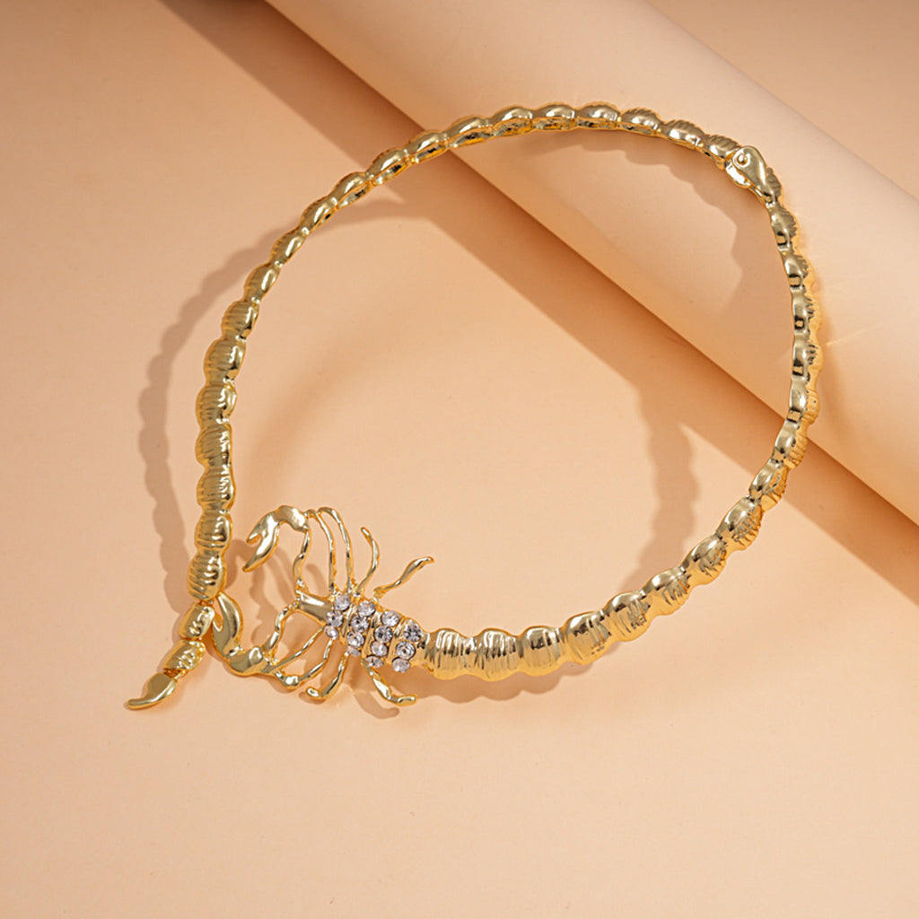 White Designer Scorpion Gold Plated Rhinestone Necklace For Women Bulk
