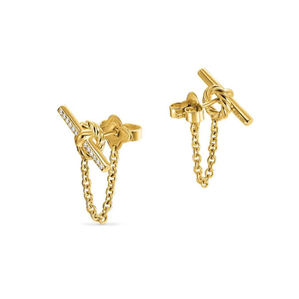 Modern Knot Bar Gold CZ Anti Tarnish Stainless Steel Drop Earrings Bulk Secondary image