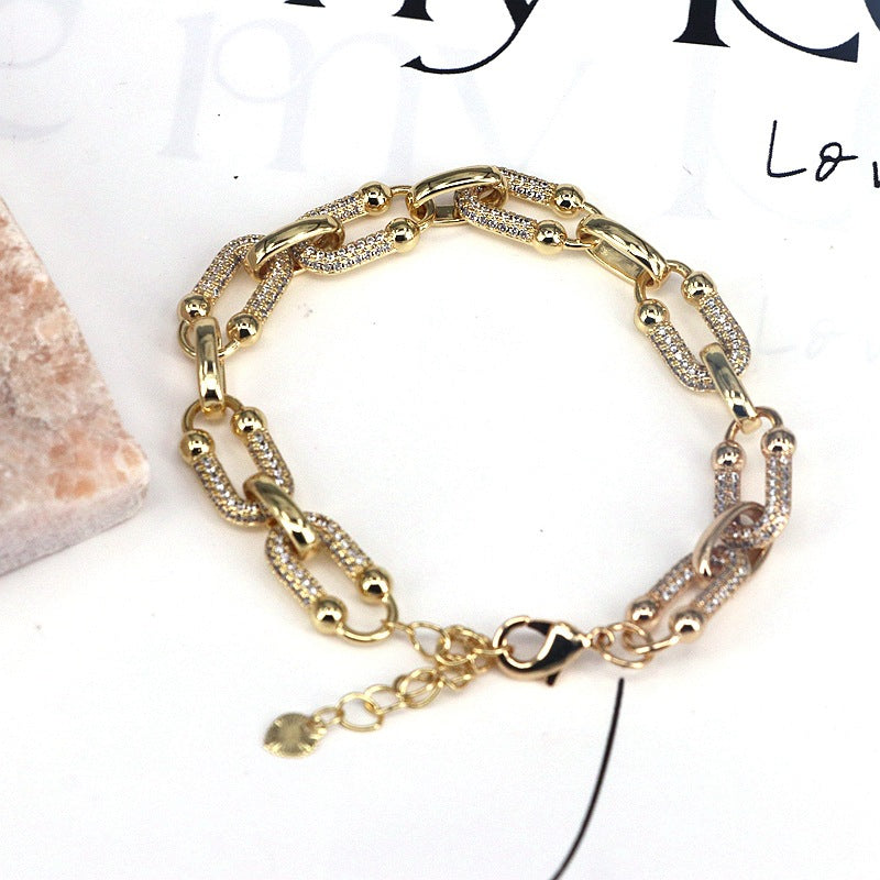 Gold Link Chain Bracelet With Crystal Accents For Women Bulk