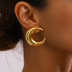 Crescent Moon 18K Gold Stainless Steel Anti Tarnish Stud Earring Bulk