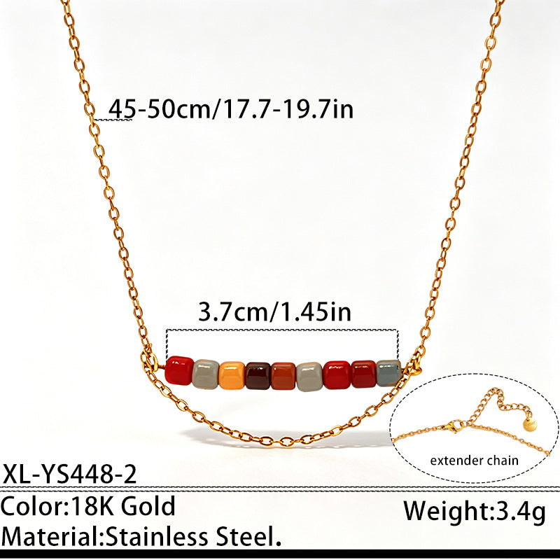 Multi Color Gemstone Beads Gold CZ Anti Tarnish Copper Necklace Bulk