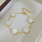 Multi Charms Gold Mother of Pearl Enamel Stainless Steel Bracelet Bulk