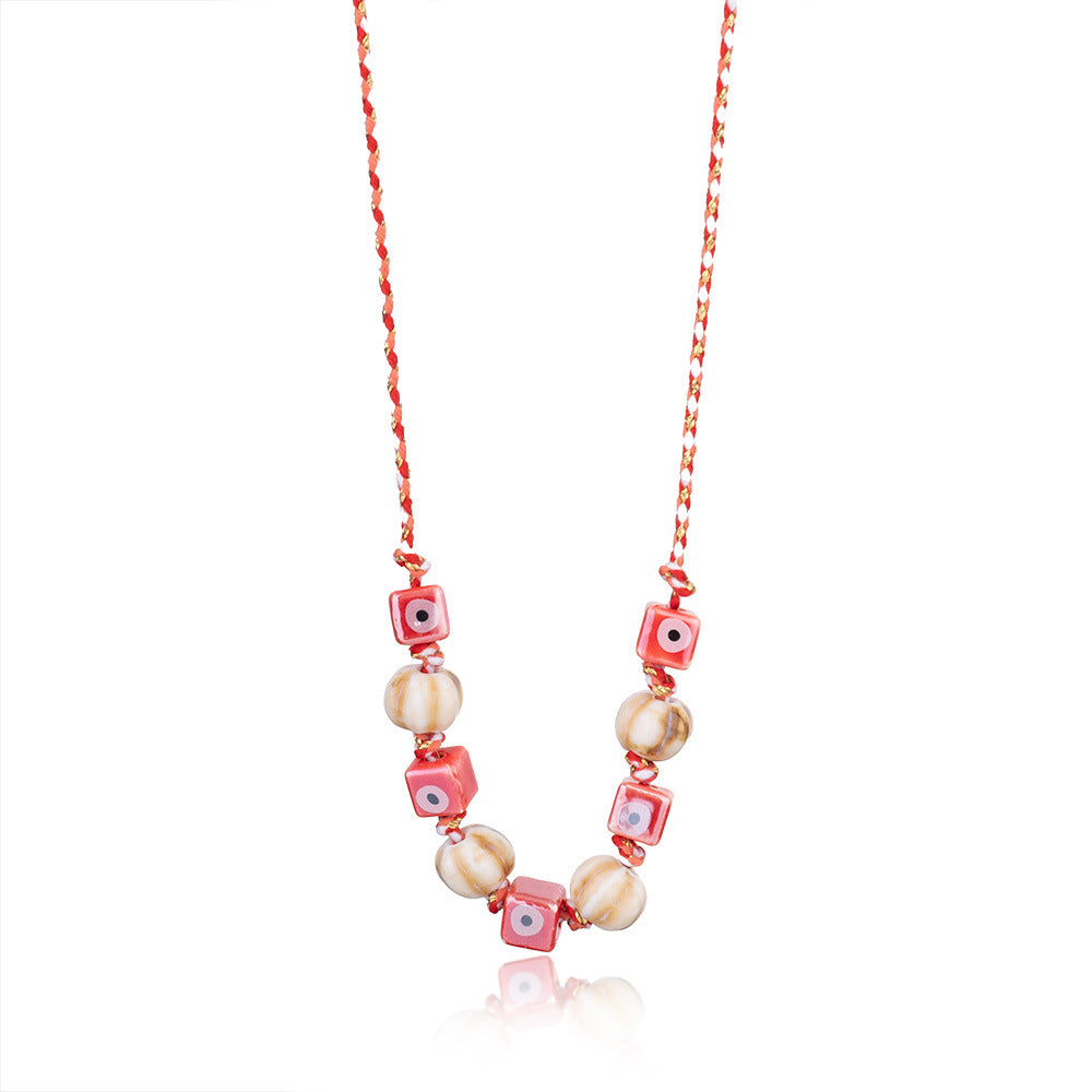 Ocean Shell Flower Evil Eye Beads Multi Thread Necklace For Women
