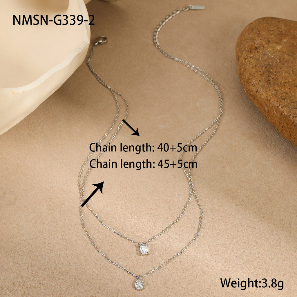 Oval Square CZ Gold Silver Stainless Steel Necklace Pendant Chain Bulk