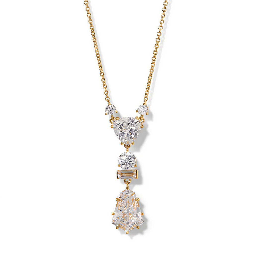 Gold Marquise TeardropCubic Zirconia Copper Necklace For Women Bulk