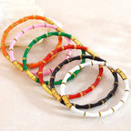 Multi Color Bamboo Style Gold Plated Stainless Steel Bracelet Bulk