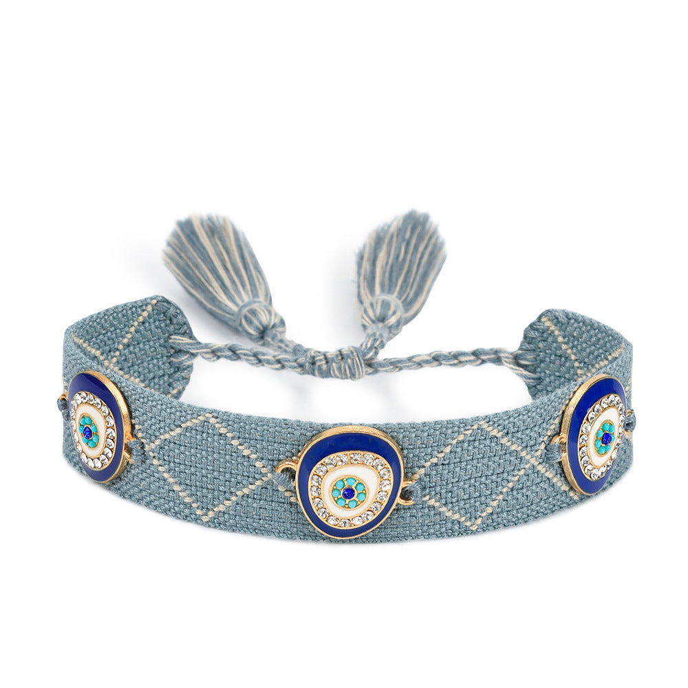 Evil Eye Gold Silver Multicolor Thread Cotton Adjustable Bracelet Bulk