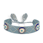Evil Eye Gold Silver Multicolor Thread Cotton Adjustable Bracelet Bulk