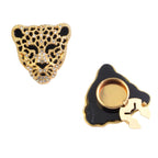 Wholesale Leopard Head Style Gold Silver Rhinestone Brass Button Cover