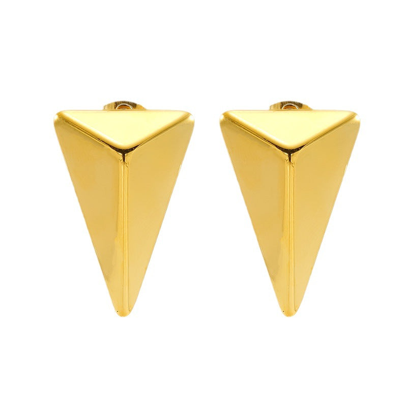 Triangle Shape Gold Stainless Steel Anti Tarnish Dangler Earring Bulk