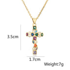 Rosery Cross Over Rainbow 18K Gold Plated Anti Tarnish Necklace Pendant Chain For Women