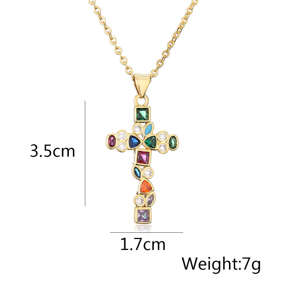 Rosery Cross Over Rainbow 18K Gold Plated Anti Tarnish Necklace Pendant Chain For Women