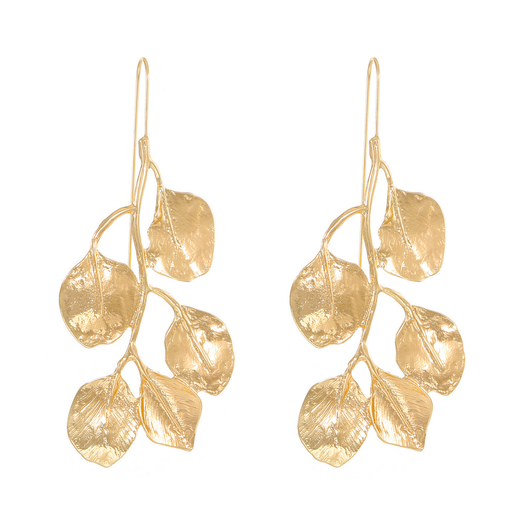 Leaf Flower 18K Gold Plated Anti Tarnish Necklace Earring Set Bulk