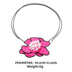 Flower Colorful Pink Green White With Black Boarder Cloth Necklace For Women