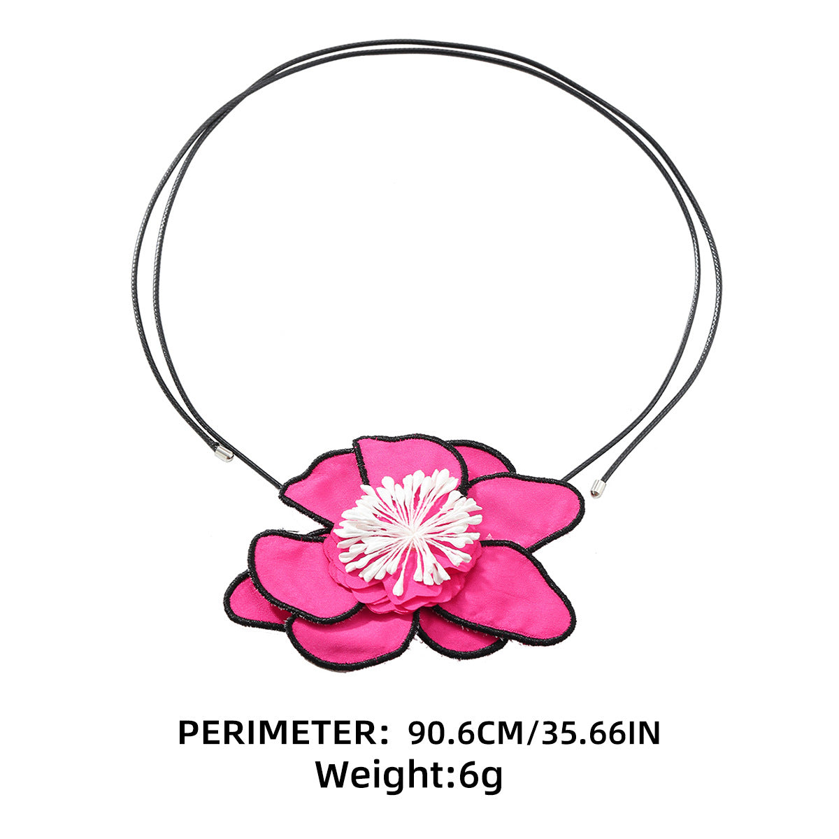 Flower Colorful Pink Green White With Black Boarder Cloth Necklace For Women