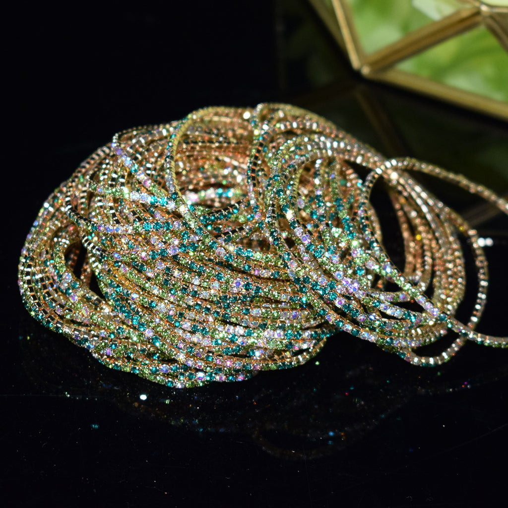 18K Gold Silver Multi Rhinestone Bracelet Bangle Adjustable Women Bulk