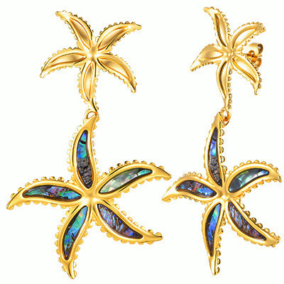 Tropical Starfish Style Gold Anti Tarnish Copper Drop Earrings Bulk