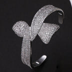 Bulk Bow Silver Plated CZ Anti Tarnish Copper Cuff & Kada For Women