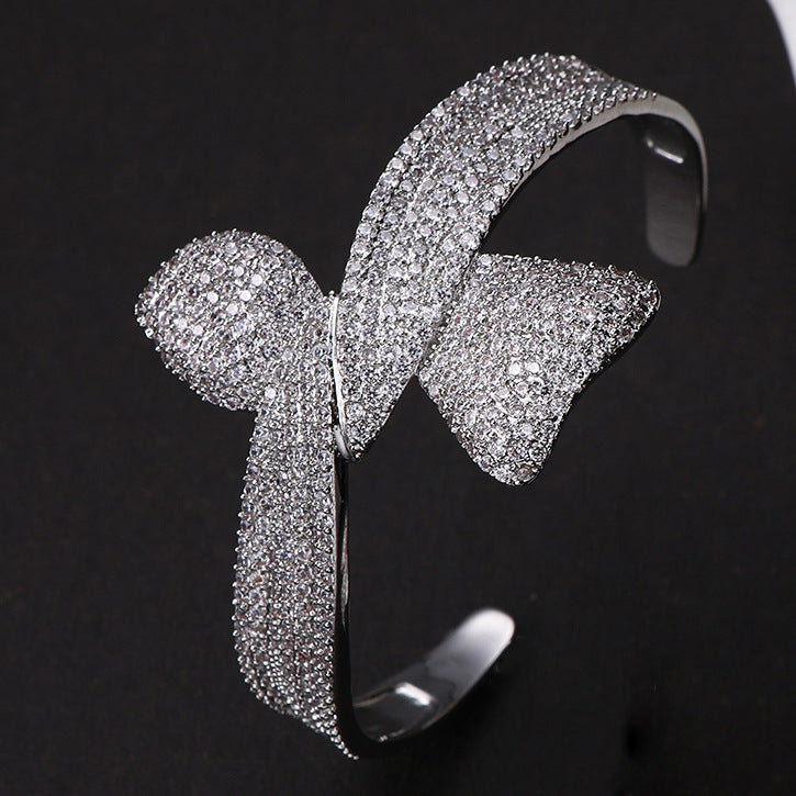 Bulk Bow Silver Plated CZ Anti Tarnish Copper Cuff & Kada For Women