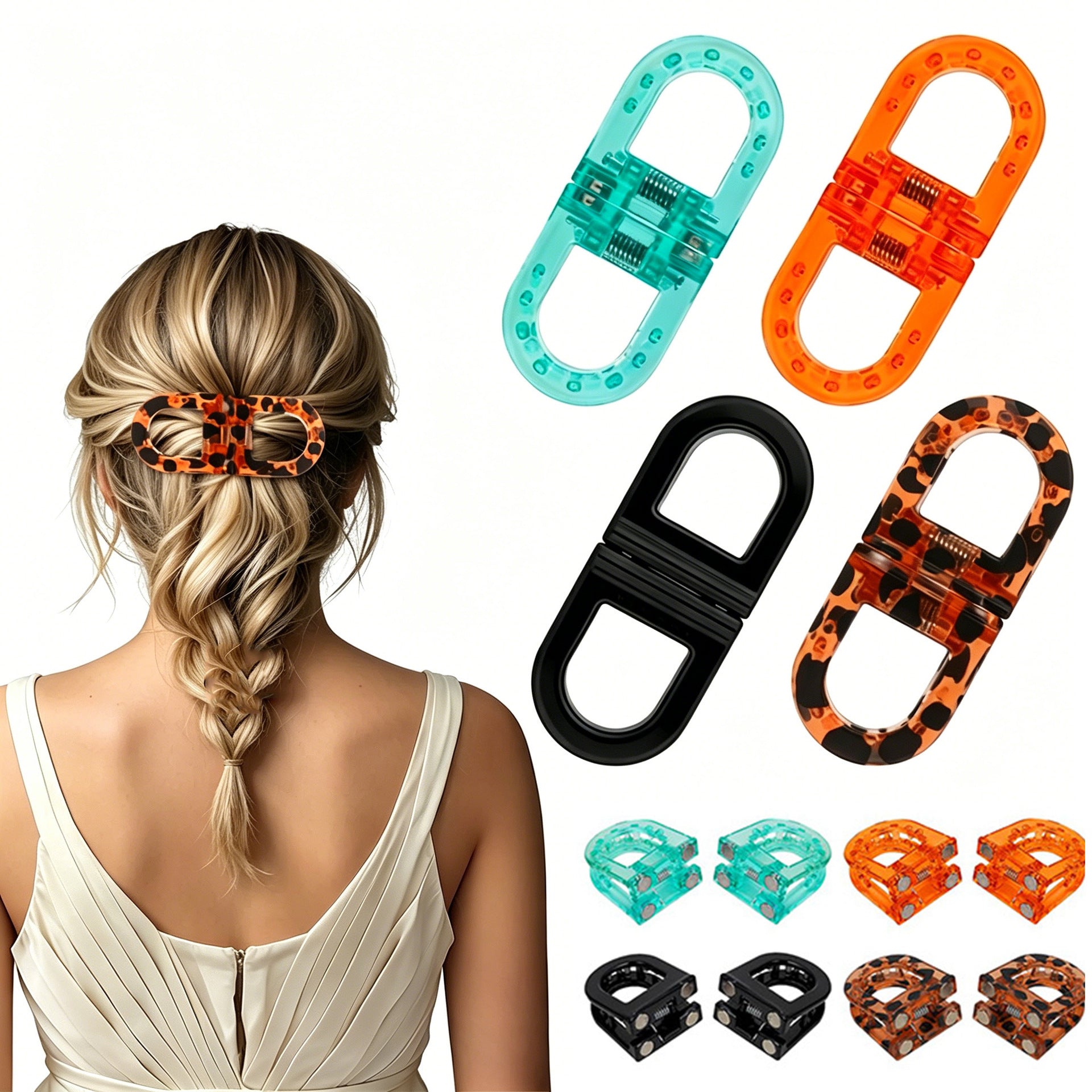 Multi Color Spring Clasp Clip Silver Resin Hair Accessories For Women Bulk