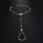 Luxury Evil Eye & Circle Charm Gold CZ Copper Hand Chain Bracelet Bulk