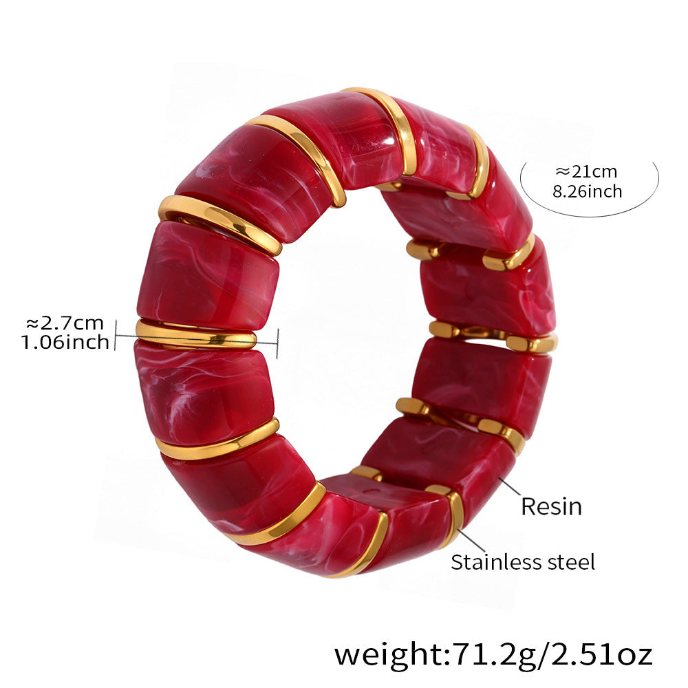 Glossy Multi Gold Resin Stainless Steel Stackable Bracelet Bulk