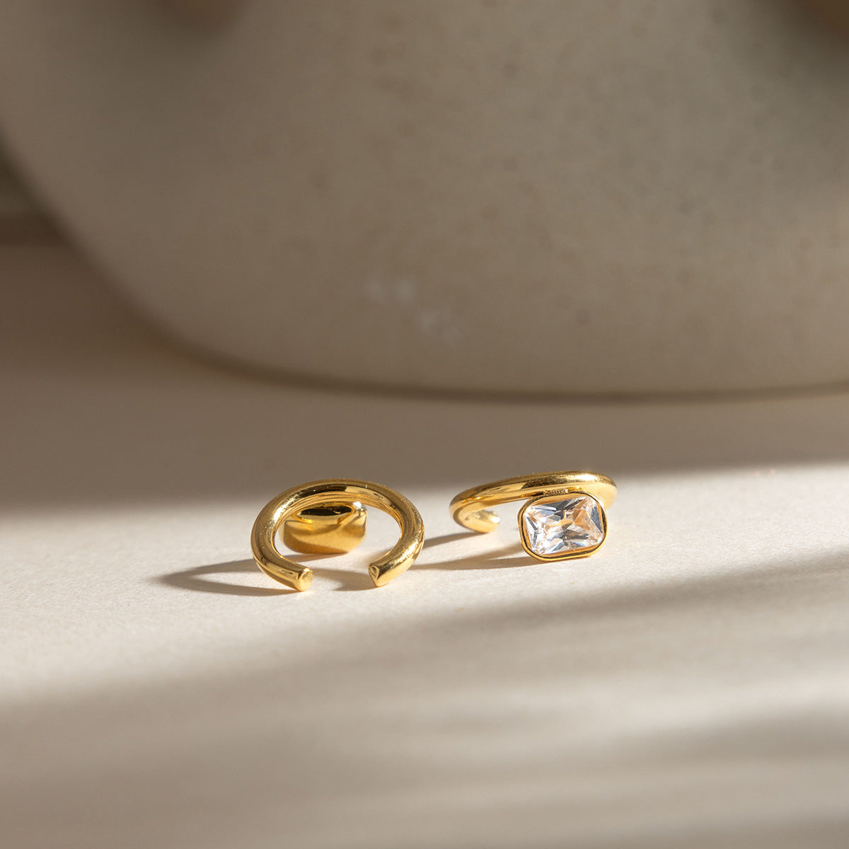 Gold Minimalist Cubic Zirconia Stainless Steel Ear Cuff Earrings Women Bulk