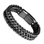 Dual Layer Silver Black Stainless Steel Wheat Chain Bracelet Bulk