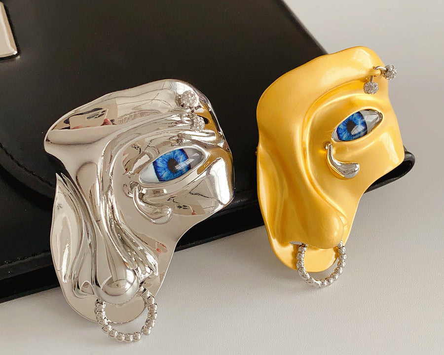 Gold Silver Half Face Beads Alloy Brooch For Women Bulk Secondary image