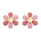 Rainbow Pearl Multi Rhinestone 18K Gold Stud Anti Tarnish Earring Bulk