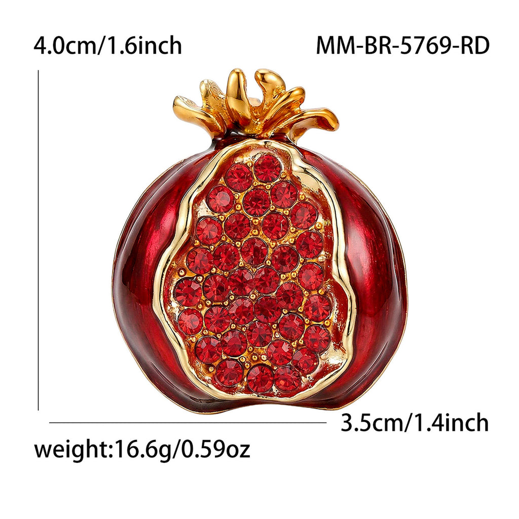 Red Pomegranate Gold Plated Rhinestone Brooch For Women Bulk